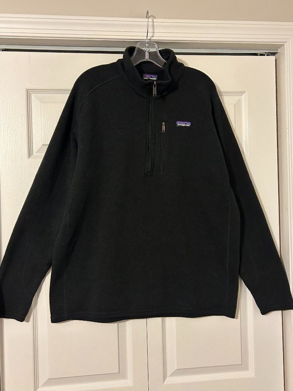 Mens PATAGONIA Sz XL Black 1/4 Zip Fleece Top